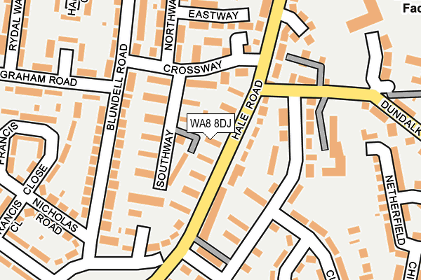 WA8 8DJ map - OS OpenMap – Local (Ordnance Survey)