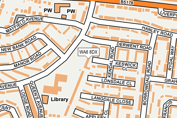 WA8 8DX map - OS OpenMap – Local (Ordnance Survey)