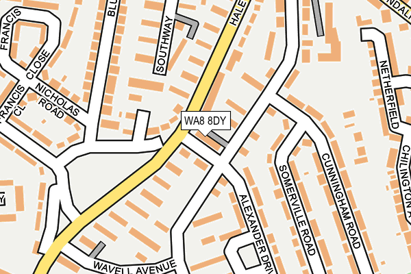 WA8 8DY map - OS OpenMap – Local (Ordnance Survey)