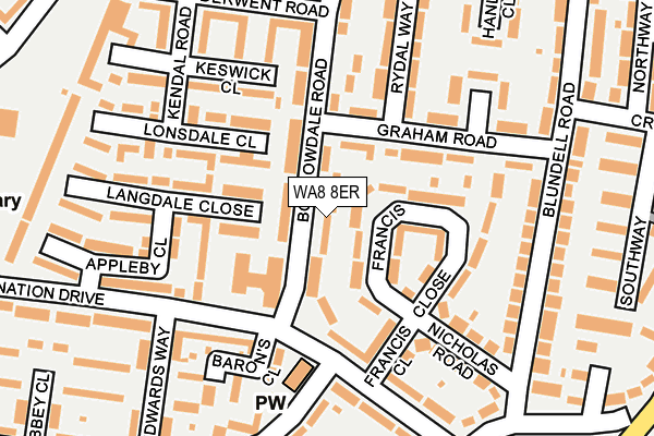 WA8 8ER map - OS OpenMap – Local (Ordnance Survey)