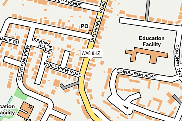 WA8 8HZ map - OS OpenMap – Local (Ordnance Survey)