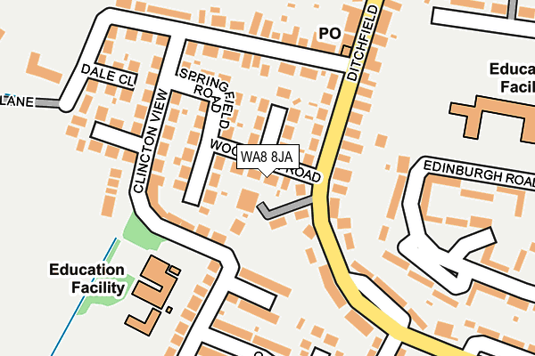 WA8 8JA map - OS OpenMap – Local (Ordnance Survey)