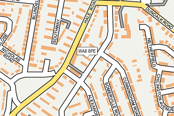 WA8 8PE map - OS OpenMap – Local (Ordnance Survey)