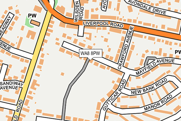 WA8 8PW map - OS OpenMap – Local (Ordnance Survey)