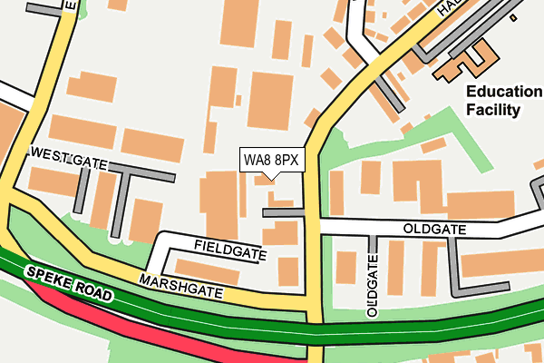 WA8 8PX map - OS OpenMap – Local (Ordnance Survey)