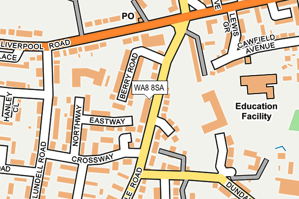 WA8 8SA map - OS OpenMap – Local (Ordnance Survey)