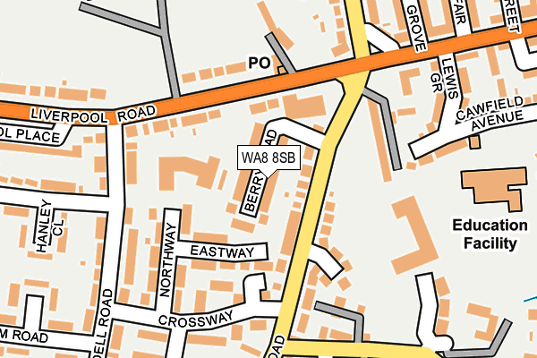 WA8 8SB map - OS OpenMap – Local (Ordnance Survey)