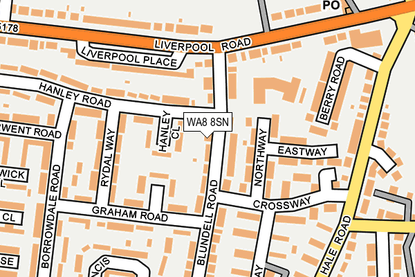 WA8 8SN map - OS OpenMap – Local (Ordnance Survey)