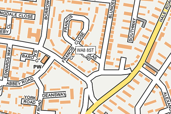 WA8 8ST map - OS OpenMap – Local (Ordnance Survey)