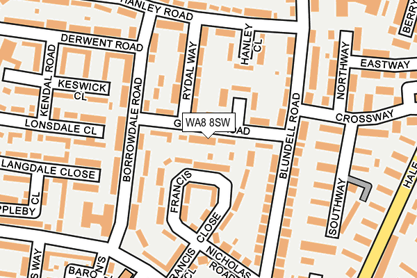 WA8 8SW map - OS OpenMap – Local (Ordnance Survey)