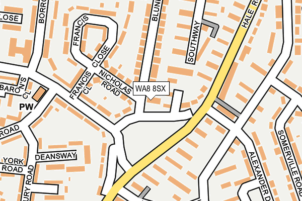 WA8 8SX map - OS OpenMap – Local (Ordnance Survey)