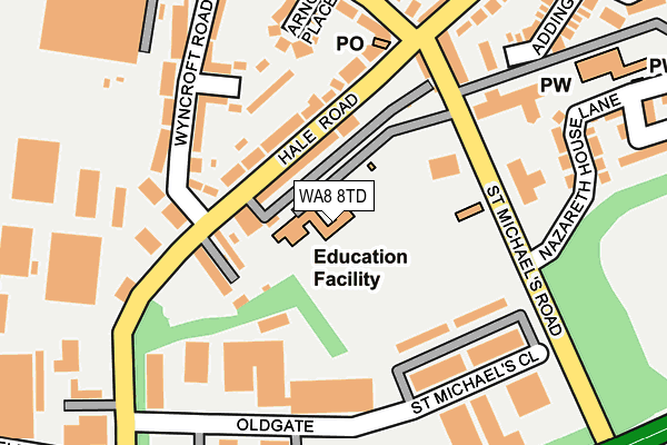 WA8 8TD map - OS OpenMap – Local (Ordnance Survey)