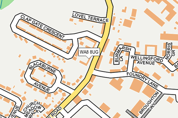 WA8 8UG map - OS OpenMap – Local (Ordnance Survey)