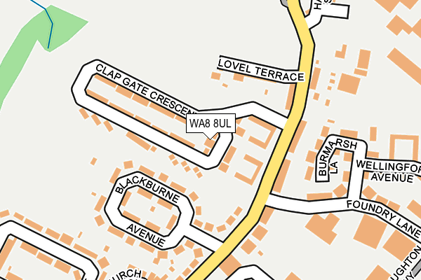 WA8 8UL map - OS OpenMap – Local (Ordnance Survey)