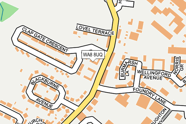 WA8 8UQ map - OS OpenMap – Local (Ordnance Survey)