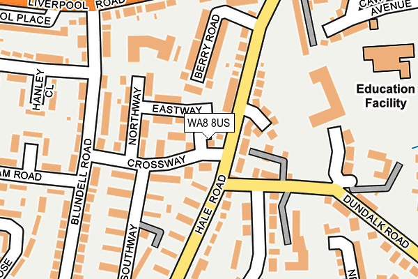 WA8 8US map - OS OpenMap – Local (Ordnance Survey)