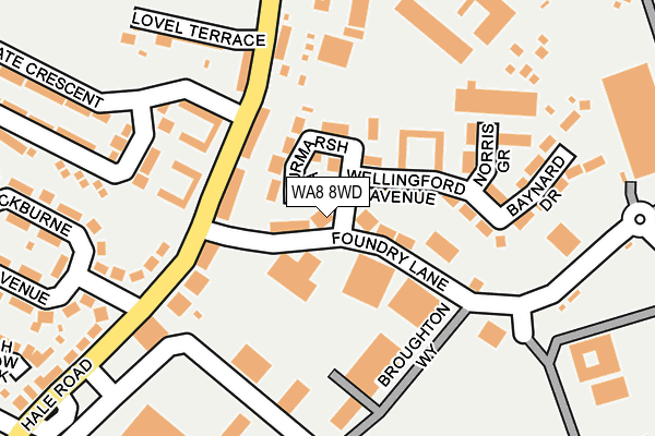 WA8 8WD map - OS OpenMap – Local (Ordnance Survey)