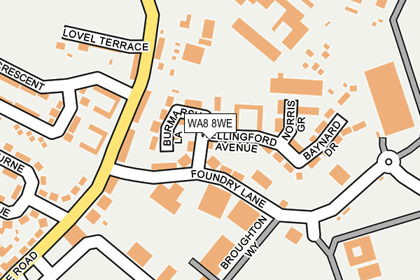 WA8 8WE map - OS OpenMap – Local (Ordnance Survey)