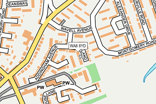 WA8 8YD map - OS OpenMap – Local (Ordnance Survey)
