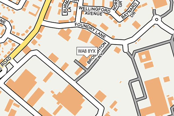 WA8 8YX map - OS OpenMap – Local (Ordnance Survey)