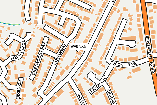 WA8 9AG map - OS OpenMap – Local (Ordnance Survey)