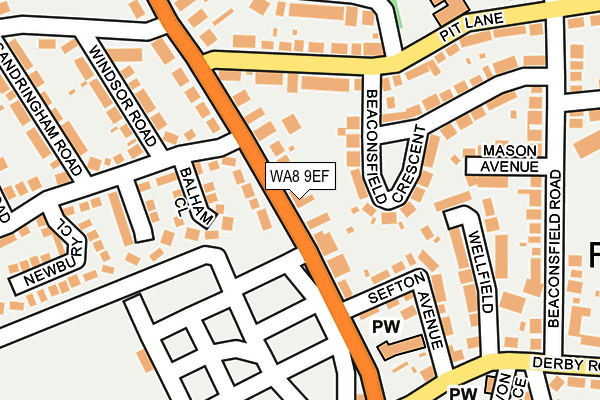 WA8 9EF map - OS OpenMap – Local (Ordnance Survey)