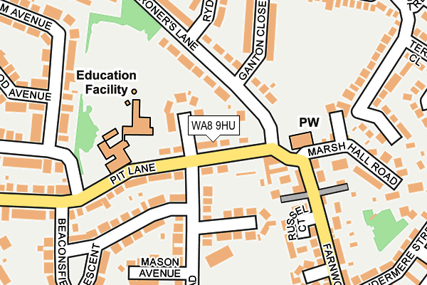 WA8 9HU map - OS OpenMap – Local (Ordnance Survey)