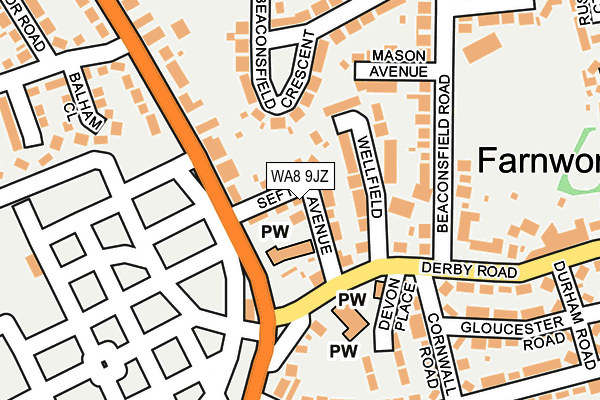 WA8 9JZ map - OS OpenMap – Local (Ordnance Survey)