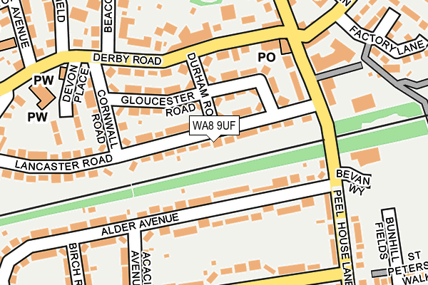 WA8 9UF map - OS OpenMap – Local (Ordnance Survey)