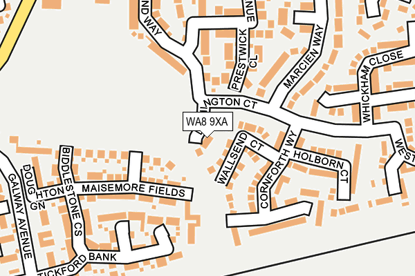 WA8 9XA map - OS OpenMap – Local (Ordnance Survey)
