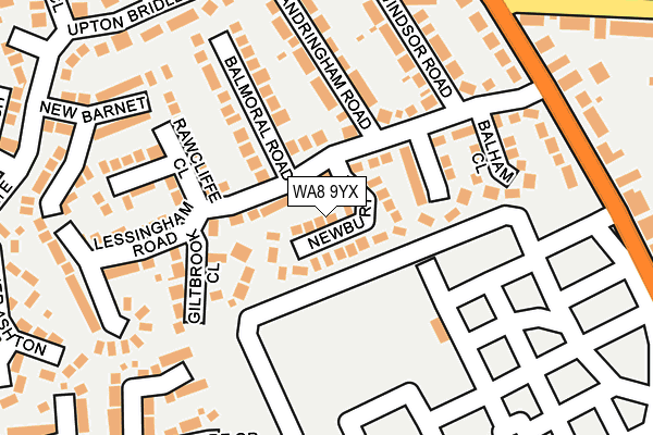 WA8 9YX map - OS OpenMap – Local (Ordnance Survey)