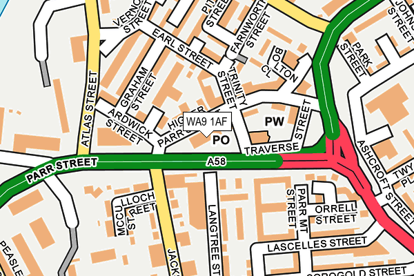 WA9 1AF map - OS OpenMap – Local (Ordnance Survey)