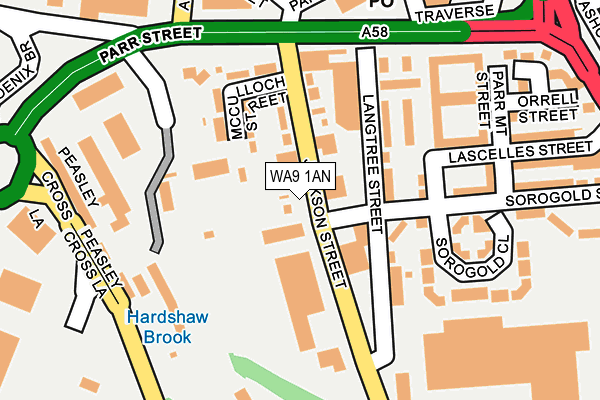 WA9 1AN map - OS OpenMap – Local (Ordnance Survey)