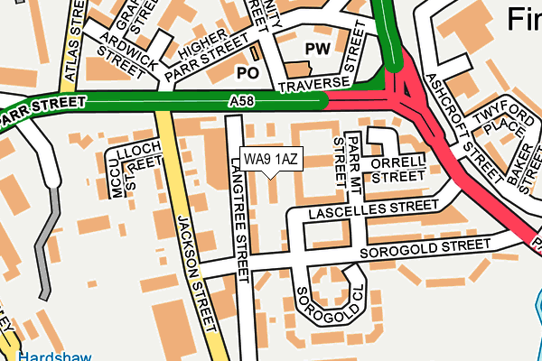 WA9 1AZ map - OS OpenMap – Local (Ordnance Survey)
