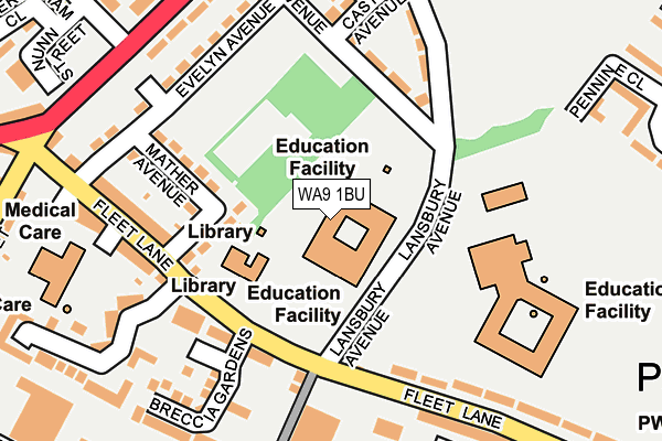 WA9 1BU map - OS OpenMap – Local (Ordnance Survey)