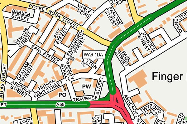 WA9 1DA map - OS OpenMap – Local (Ordnance Survey)