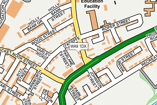 WA9 1DX map - OS OpenMap – Local (Ordnance Survey)