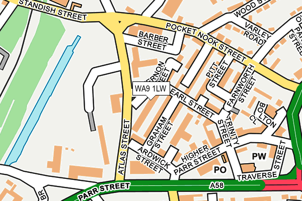 WA9 1LW map - OS OpenMap – Local (Ordnance Survey)
