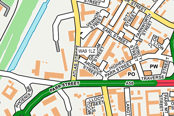 WA9 1LZ map - OS OpenMap – Local (Ordnance Survey)