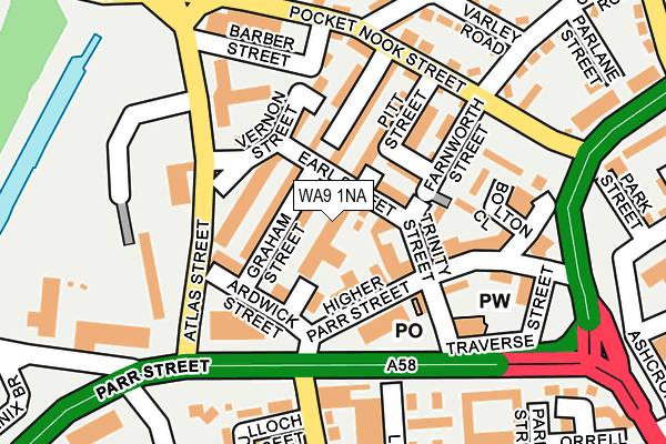 WA9 1NA map - OS OpenMap – Local (Ordnance Survey)