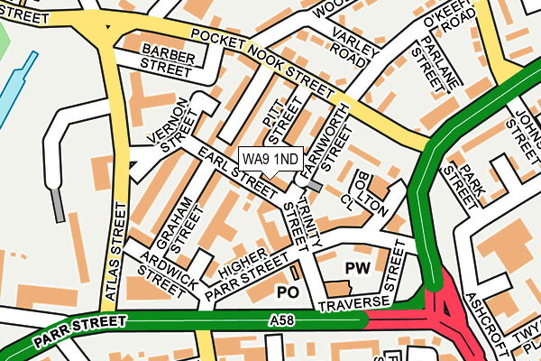 WA9 1ND map - OS OpenMap – Local (Ordnance Survey)
