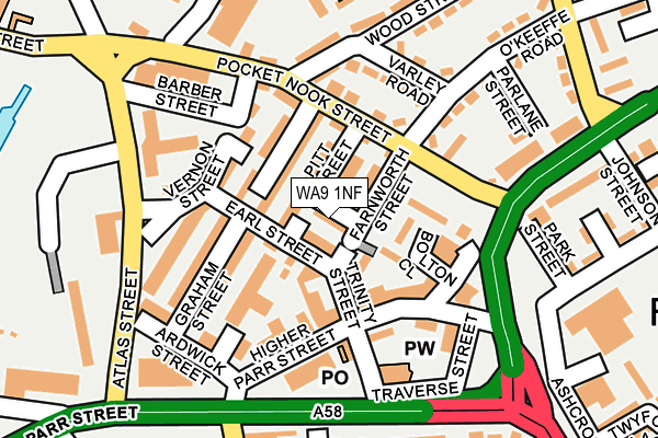 WA9 1NF map - OS OpenMap – Local (Ordnance Survey)
