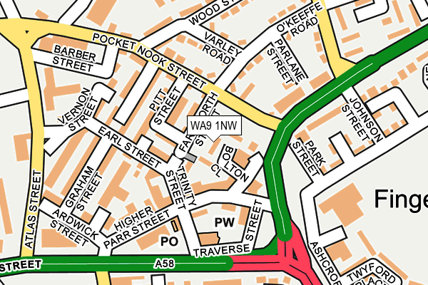 WA9 1NW map - OS OpenMap – Local (Ordnance Survey)