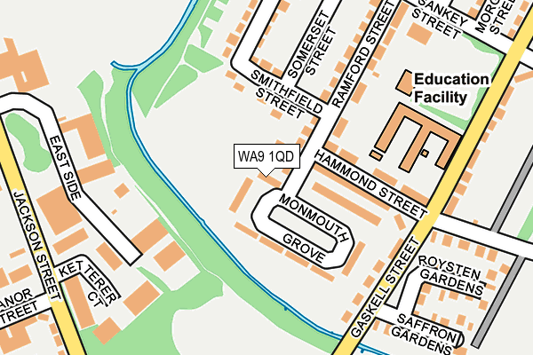 WA9 1QD map - OS OpenMap – Local (Ordnance Survey)