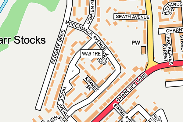 WA9 1RE map - OS OpenMap – Local (Ordnance Survey)