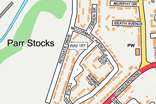 WA9 1RT map - OS OpenMap – Local (Ordnance Survey)