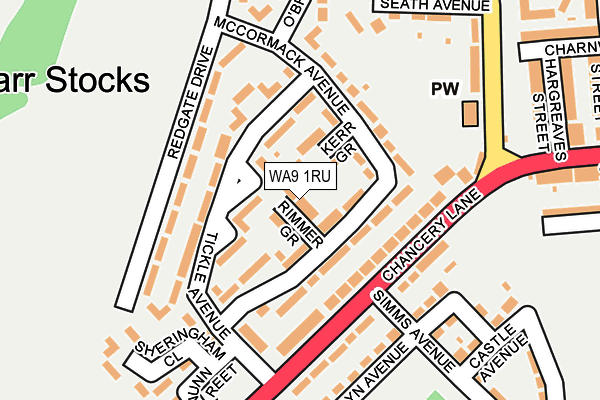 WA9 1RU map - OS OpenMap – Local (Ordnance Survey)