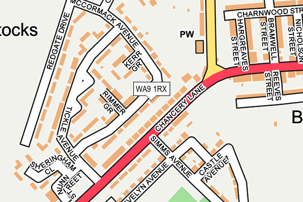 WA9 1RX map - OS OpenMap – Local (Ordnance Survey)