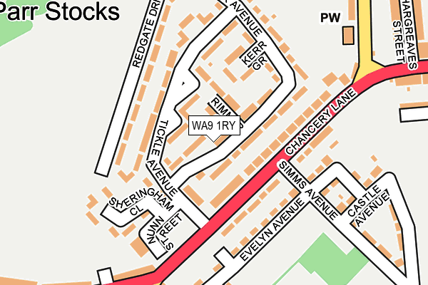 WA9 1RY map - OS OpenMap – Local (Ordnance Survey)