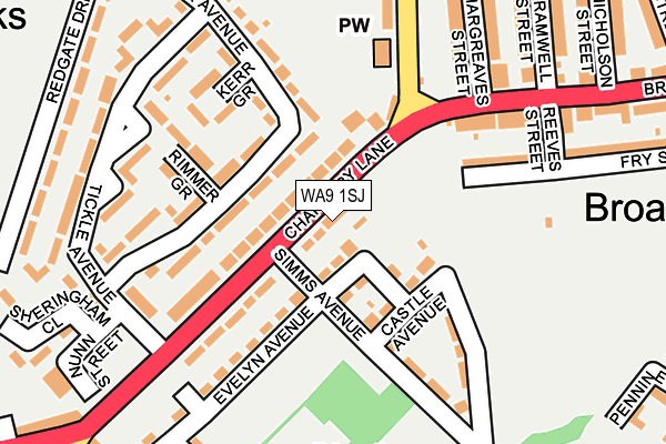 WA9 1SJ map - OS OpenMap – Local (Ordnance Survey)
